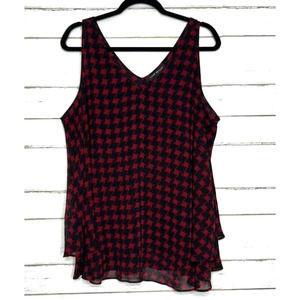 Lane Bryant Red and Black Houndstooth Sheer Tank - Size 20